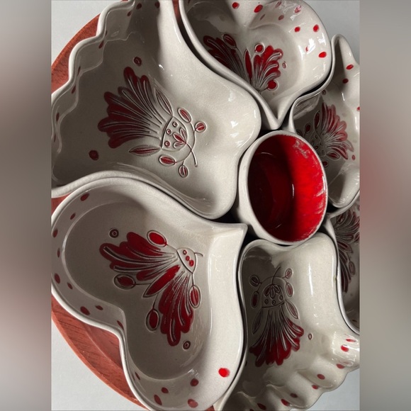 Cleminson's Galagray Ware Hearts & Fans Shape Complete Lazy Susan - Picture 4 of 13